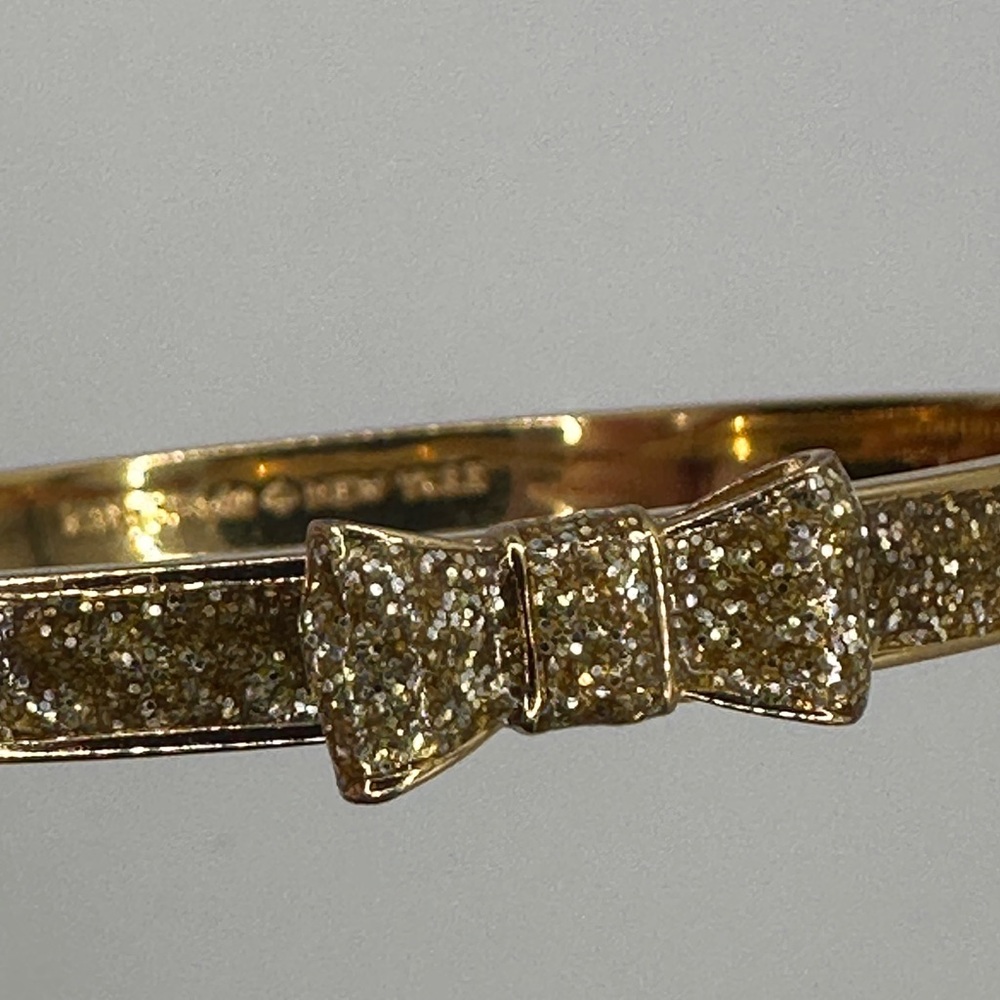 Kate Spade New York Moon River Gold Glitter Bow Bracelet formal prom